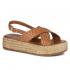 Sandale cu platforma de dama din piele naturala DiAmanti Zina maro cu talpa iuta